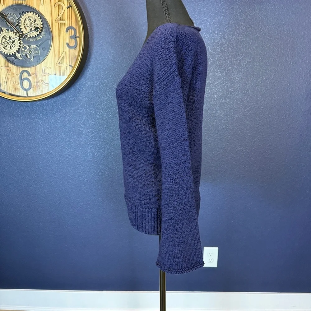 J. Crew Navy Blue Knit Bell Sleeve V-Neck Swing Sweater | Size Small